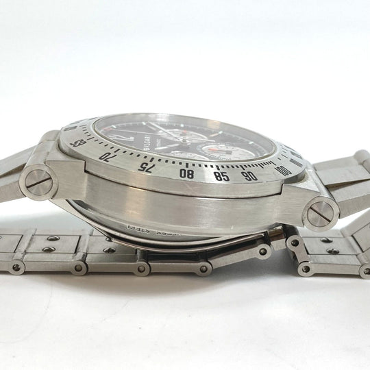 BVLGARI Watches Mechanical Automatic CH40STA Stainless Steel Silver professional Diagono tachymetric black dial mens Used Authentic