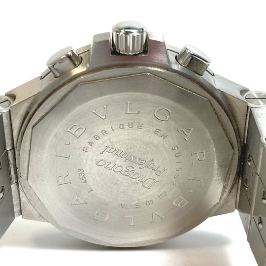 BVLGARI Watches Mechanical Automatic CH40STA Stainless Steel Silver professional Diagono tachymetric black dial mens Used Authentic