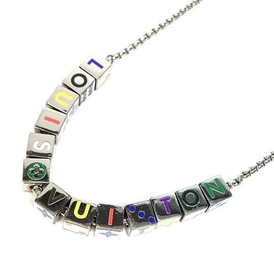 LOUIS VUITTON Necklace M68873 metal Silver Accessories/logo Collier LV Playit unisex(Unisex) Used Authentic