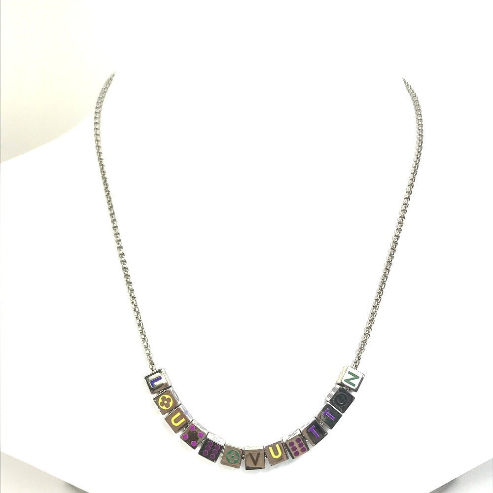 LOUIS VUITTON Necklace M68873 metal Silver Accessories/logo Collier LV Playit unisex(Unisex) Used Authentic