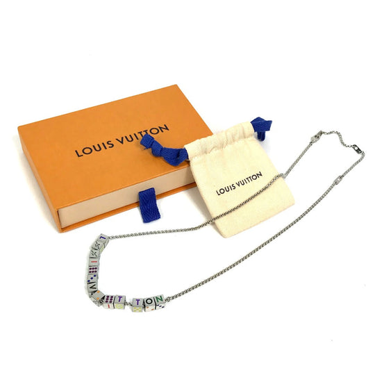 LOUIS VUITTON Necklace M68873 metal Silver Accessories/logo Collier LV Playit unisex(Unisex) Used Authentic