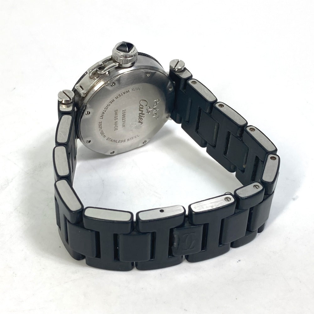 CARTIER Watches Quartz W3140003 Stainless Steel Silver Pacha Sea timer black dial Women Used Authentic