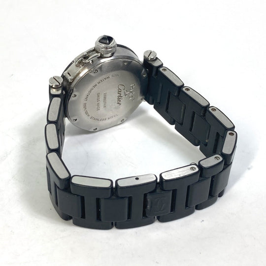 CARTIER Watches Quartz W3140003 Stainless Steel Silver Pacha Sea timer black dial Women Used Authentic