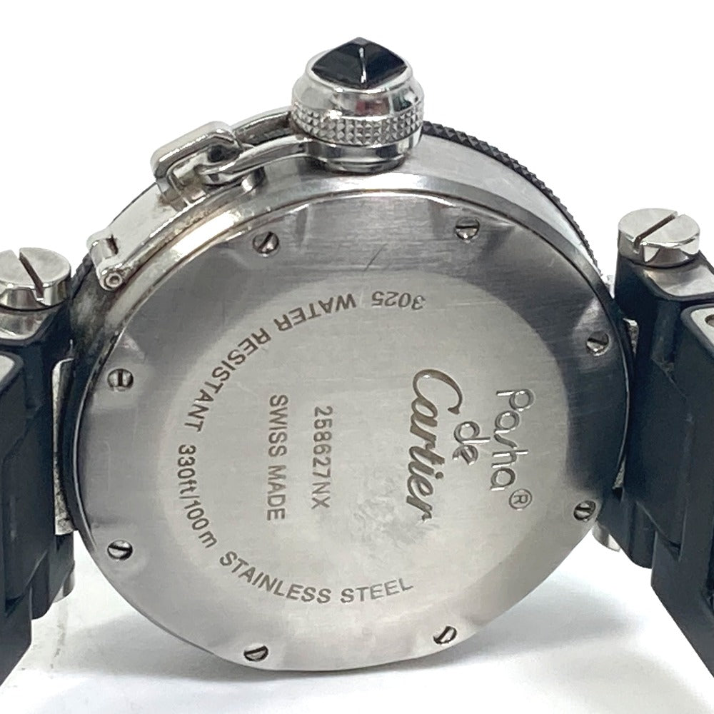 CARTIER Watches Quartz W3140003 Stainless Steel Silver Pacha Sea timer black dial Women Used Authentic