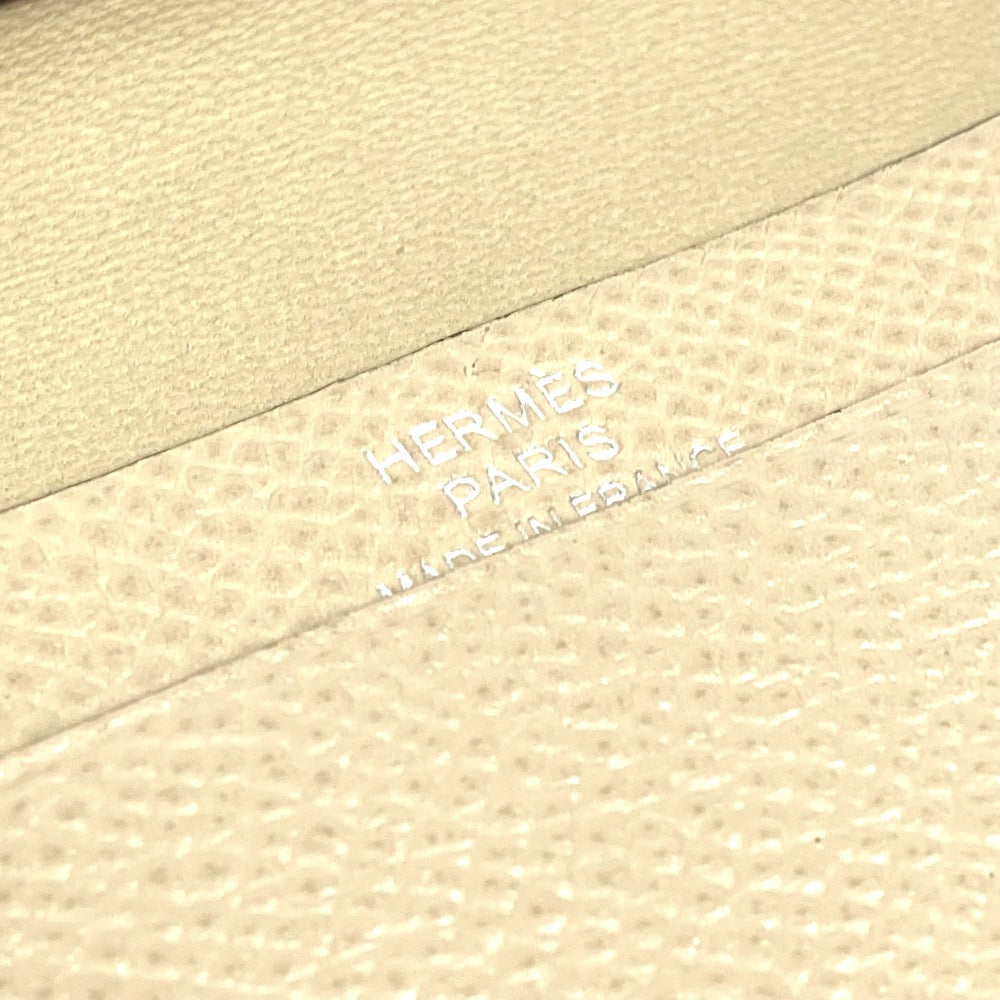 HERMES Card Case Epsom beige Two fold Bean mini unisex(Unisex) Used Authentic
