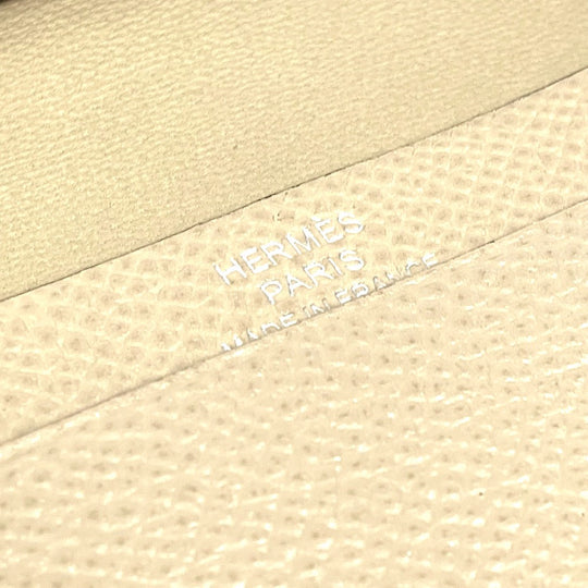 HERMES Card Case Epsom beige Two fold Bean mini unisex(Unisex) Used Authentic