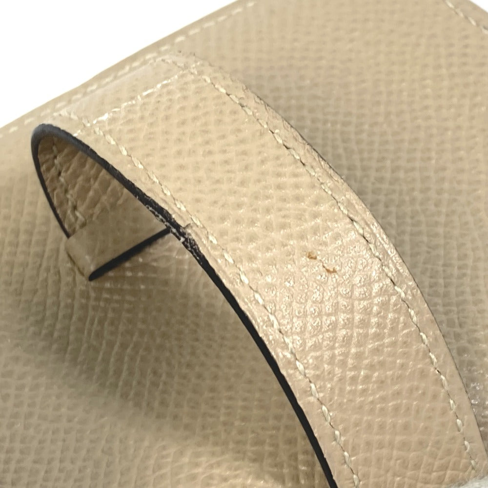 HERMES Card Case Epsom beige Two fold Bean mini unisex(Unisex) Used Authentic