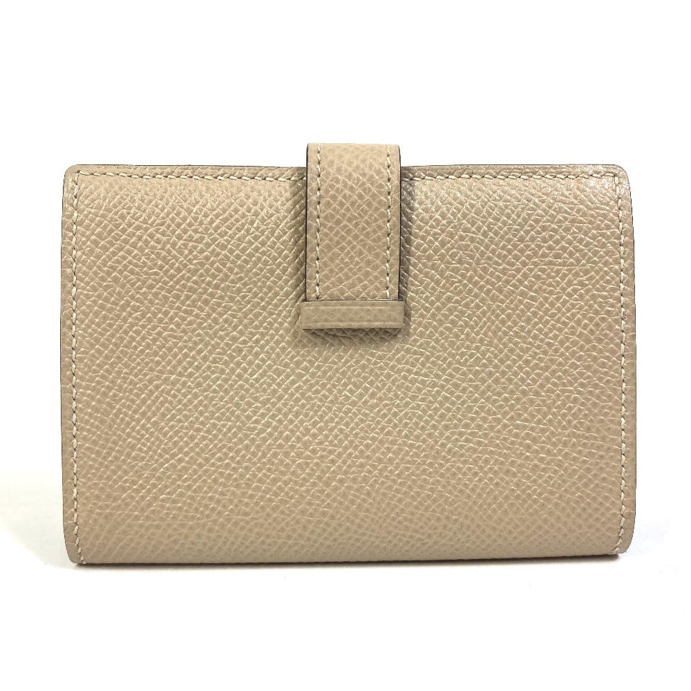 HERMES Card Case Epsom beige Two fold Bean mini unisex(Unisex) Used Authentic