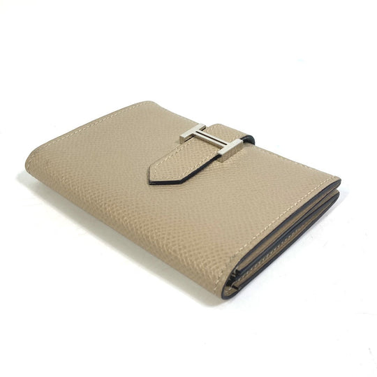 HERMES Card Case Epsom beige Two fold Bean mini unisex(Unisex) Used Authentic