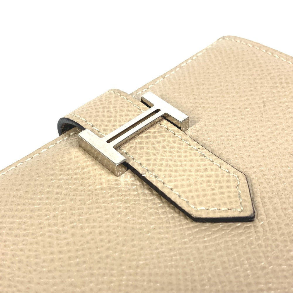 HERMES Card Case Epsom beige Two fold Bean mini unisex(Unisex) Used Authentic