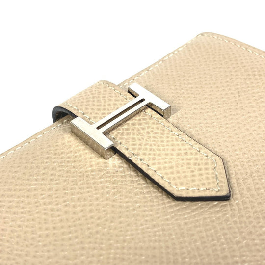 HERMES Card Case Epsom beige Two fold Bean mini unisex(Unisex) Used Authentic