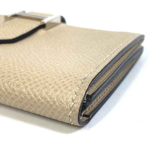 HERMES Card Case Epsom beige Two fold Bean mini unisex(Unisex) Used Authentic