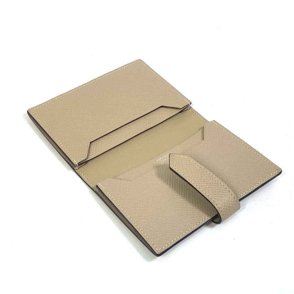 HERMES Card Case Epsom beige Two fold Bean mini unisex(Unisex) Used Authentic