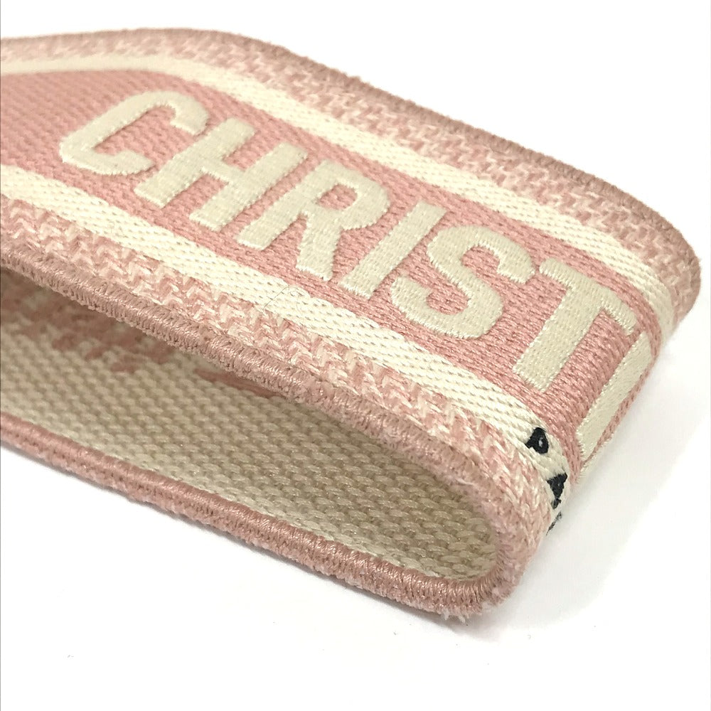 Dior belt Canvas/Leather, Gold Plated pink Embroidery logo Women 85 Used Authentic