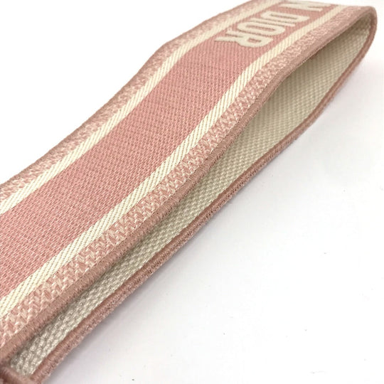 Dior belt Canvas/Leather, Gold Plated pink Embroidery logo Women 85 Used Authentic