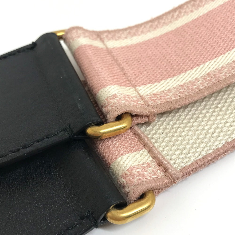 Dior belt Canvas/Leather, Gold Plated pink Embroidery logo Women 85 Used Authentic