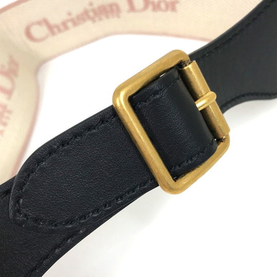 Dior belt Canvas/Leather, Gold Plated pink Embroidery logo Women 85 Used Authentic