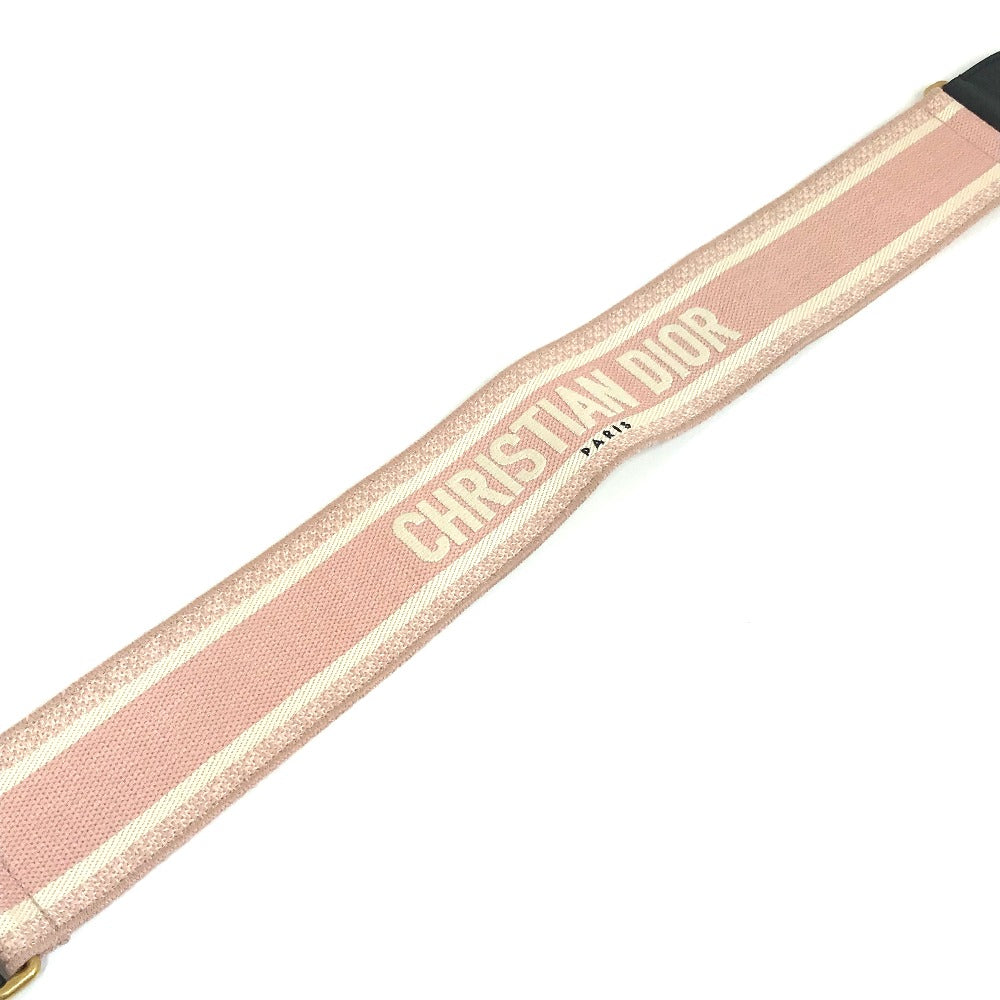 Dior belt Canvas/Leather, Gold Plated pink Embroidery logo Women 85 Used Authentic