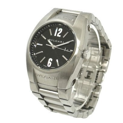BVLGARI Watches Quartz EG30S Stainless Steel Silver Elgon black dial Women Used Authentic