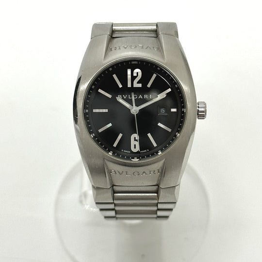 BVLGARI Watches Quartz EG30S Stainless Steel Silver Elgon black dial Women Used Authentic