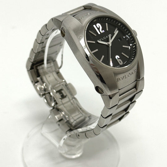 BVLGARI Watches Quartz EG30S Stainless Steel Silver Elgon black dial Women Used Authentic