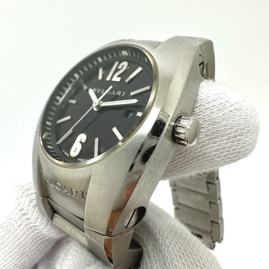 BVLGARI Watches Quartz EG30S Stainless Steel Silver Elgon black dial Women Used Authentic