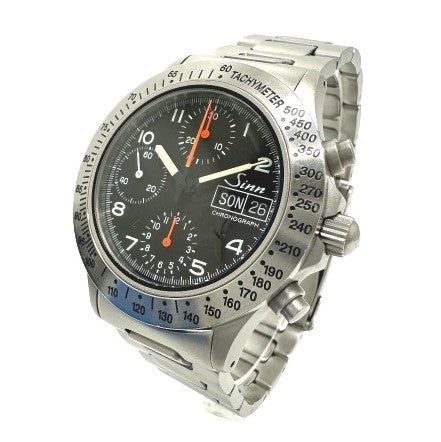 Sinn Watches Mechanical Automatic 256.ST Stainless Steel Silver Chronograph day date black dial
