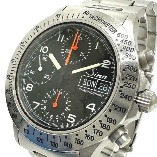 Sinn Watches Mechanical Automatic 256.ST Stainless Steel Silver Chronograph day date black dial