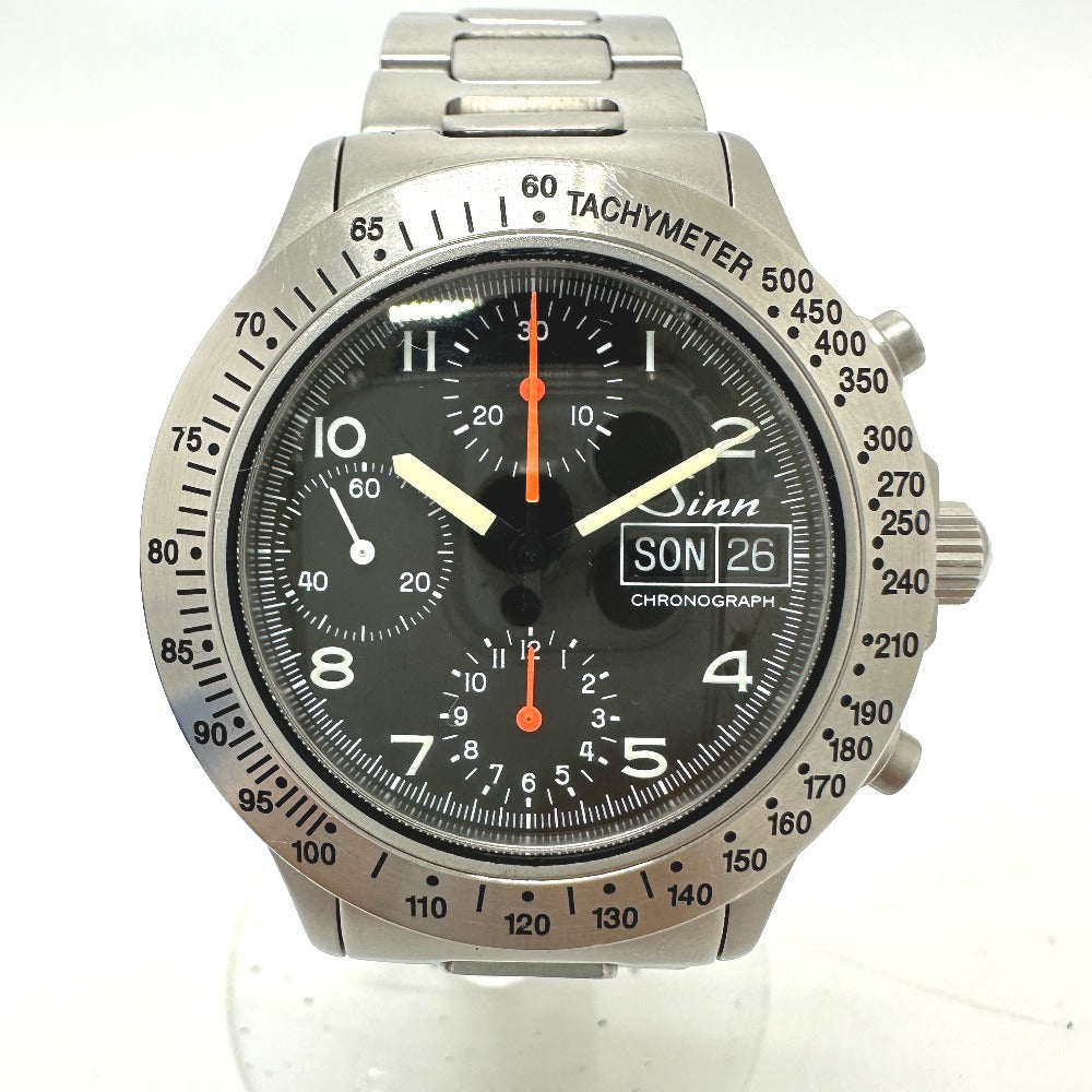 Sinn Watches Mechanical Automatic 256.ST Stainless Steel Silver Chronograph day date black dial