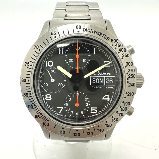 Sinn Watches Mechanical Automatic 256.ST Stainless Steel Silver Chronograph day date black dial