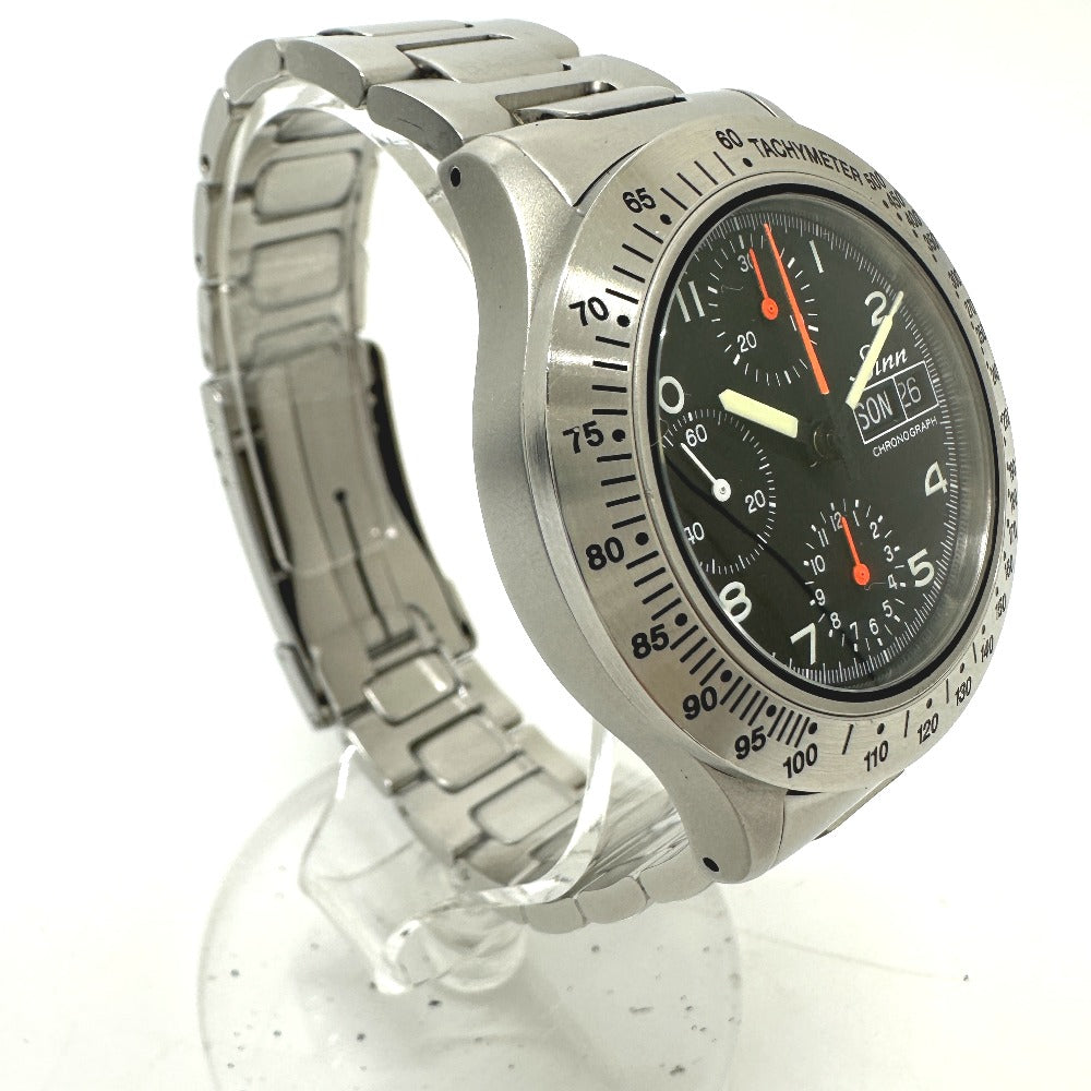 Sinn Watches Mechanical Automatic 256.ST Stainless Steel Silver Chronograph day date black dial
