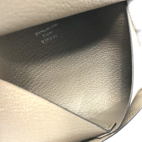HERMES Card Case Chevre Misol Brown Calvi duo Women Used Authentic