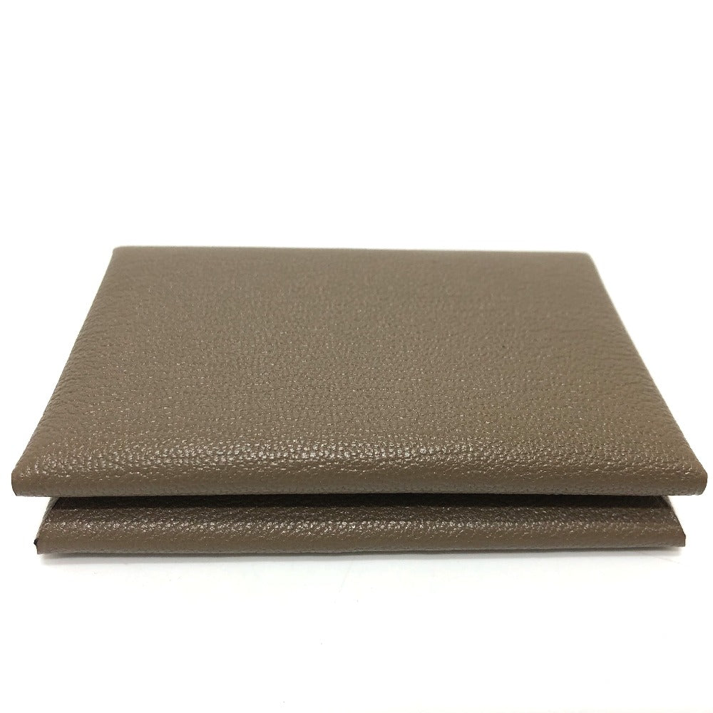 HERMES Card Case Chevre Misol Brown Calvi duo Women Used Authentic