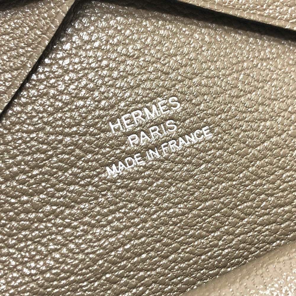 HERMES Card Case Chevre Misol Brown Calvi duo Women Used Authentic