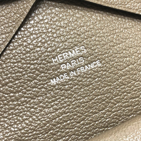 HERMES Card Case Chevre Misol Brown Calvi duo Women Used Authentic
