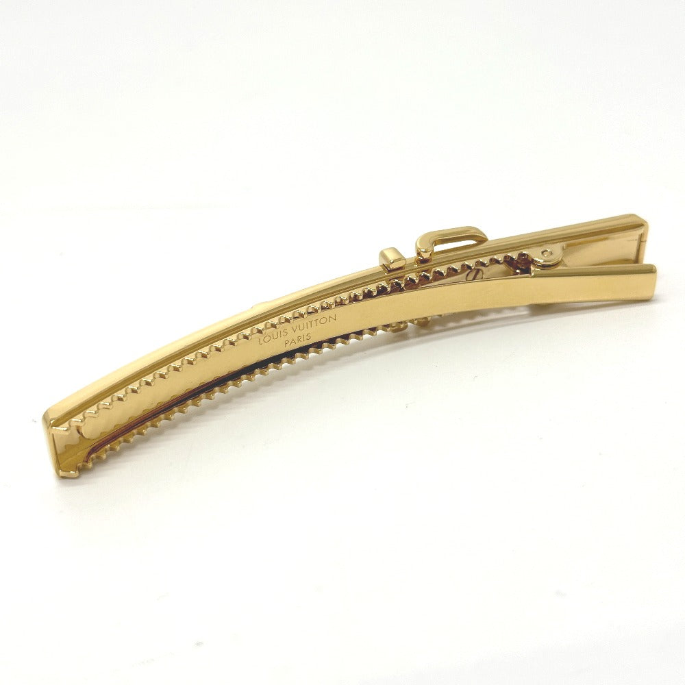 LOUIS VUITTON Valletta M00566 Gold Plated Brown Monogram barrette loop Women Used Authentic