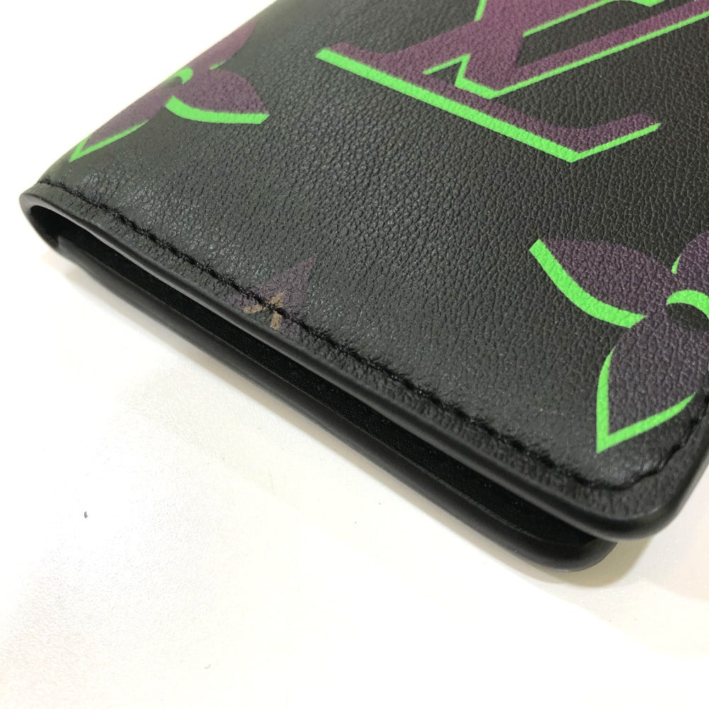 LOUIS VUITTON Card Case M82372 Calf leather black Monogram Organizer De Poch mens Used Authentic
