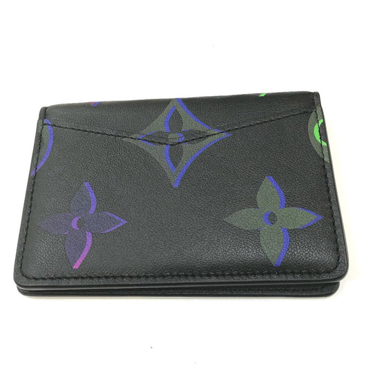 LOUIS VUITTON Card Case M82372 Calf leather black Monogram Organizer De Poch mens Used Authentic