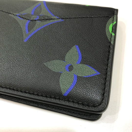 LOUIS VUITTON Card Case M82372 Calf leather black Monogram Organizer De Poch mens Used Authentic