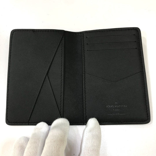 LOUIS VUITTON Card Case M82372 Calf leather black Monogram Organizer De Poch mens Used Authentic