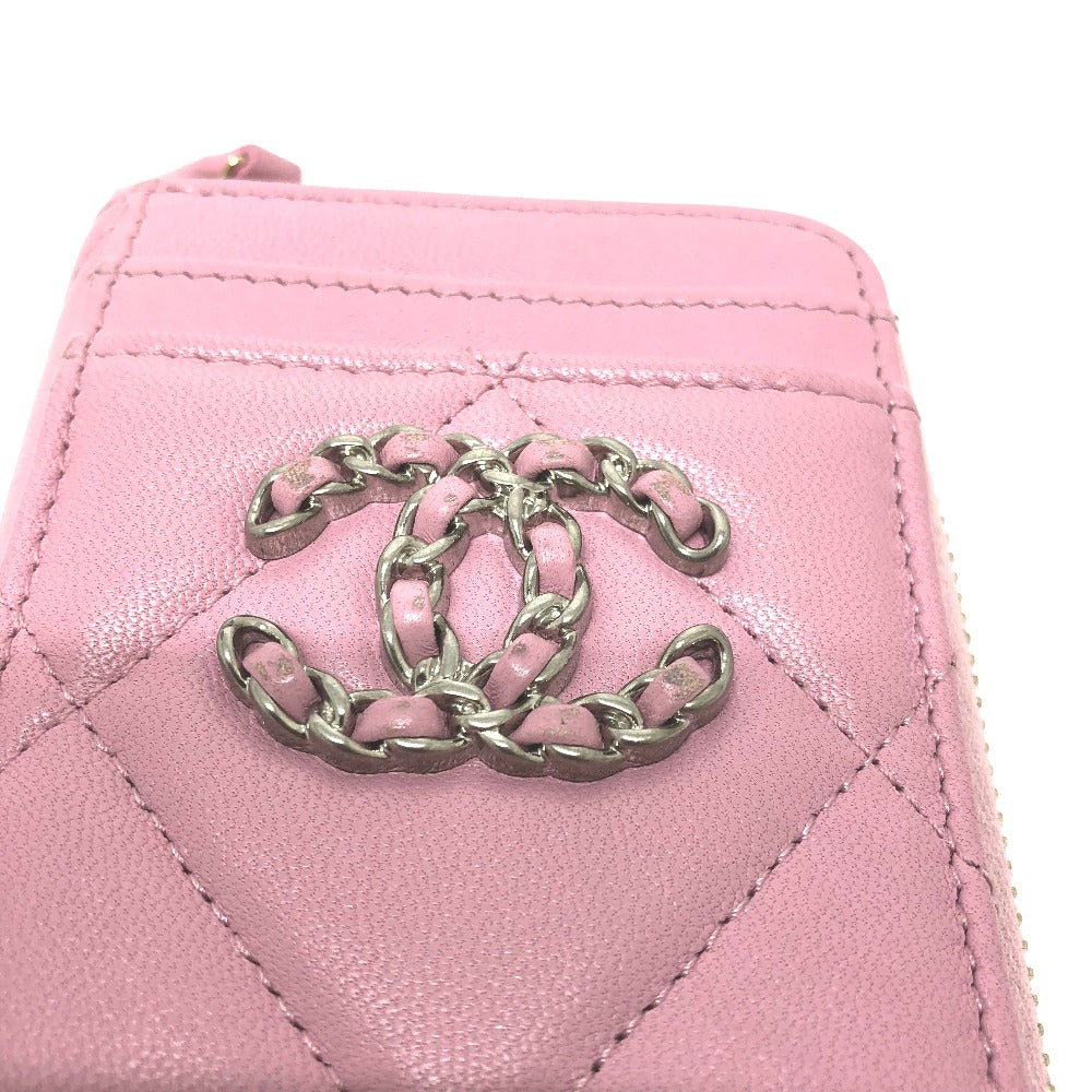 CHANEL Coin case lambskin pink COCO Mark CC Matelasse/Card Case Women Used Authentic
