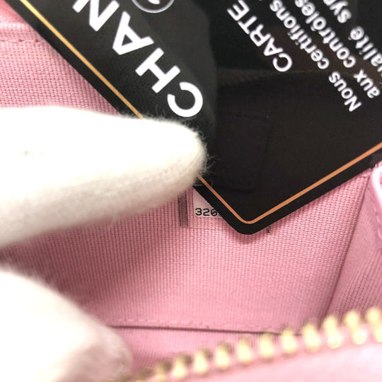 CHANEL Coin case lambskin pink COCO Mark CC Matelasse/Card Case Women Used Authentic