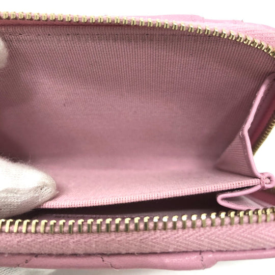 CHANEL Coin case lambskin pink COCO Mark CC Matelasse/Card Case Women Used Authentic