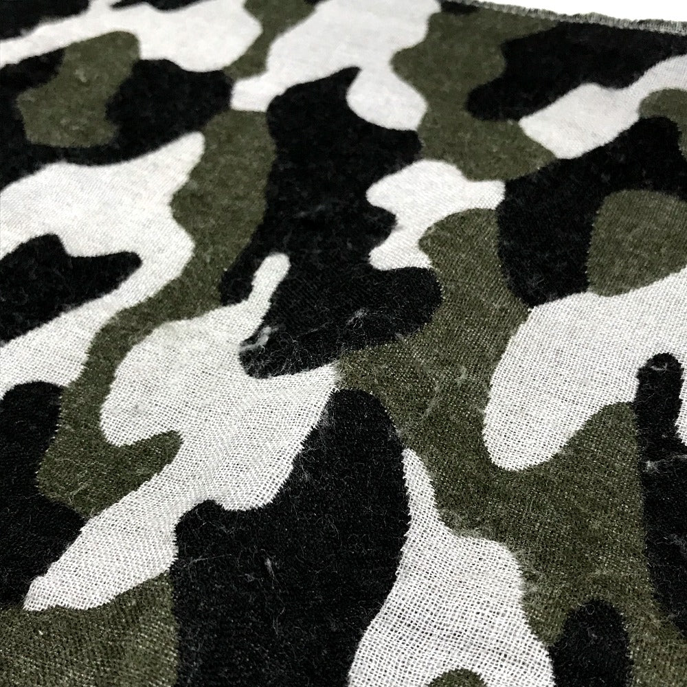 LOUIS VUITTON Stall M71627 Wool, Silk Black x khaki Camouflage camouflage Etoile Monogram Gradient