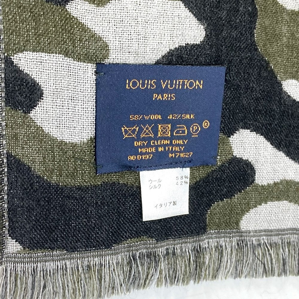 LOUIS VUITTON Stall M71627 Wool, Silk Black x khaki Camouflage camouflage Etoile Monogram Gradient