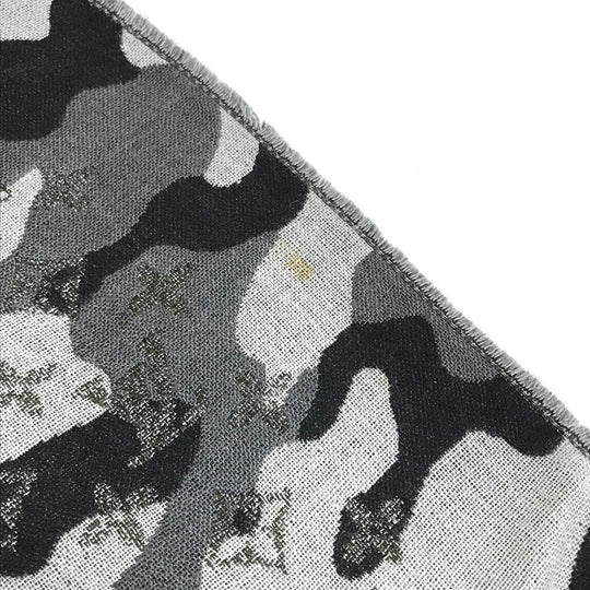 LOUIS VUITTON Stall M71627 Wool, Silk Black x khaki Camouflage camouflage Etoile Monogram Gradient