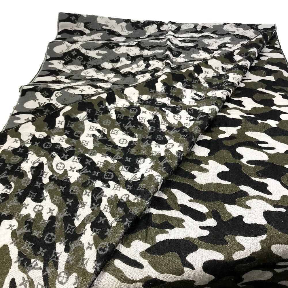 LOUIS VUITTON Stall M71627 Wool, Silk Black x khaki Camouflage camouflage Etoile Monogram Gradient