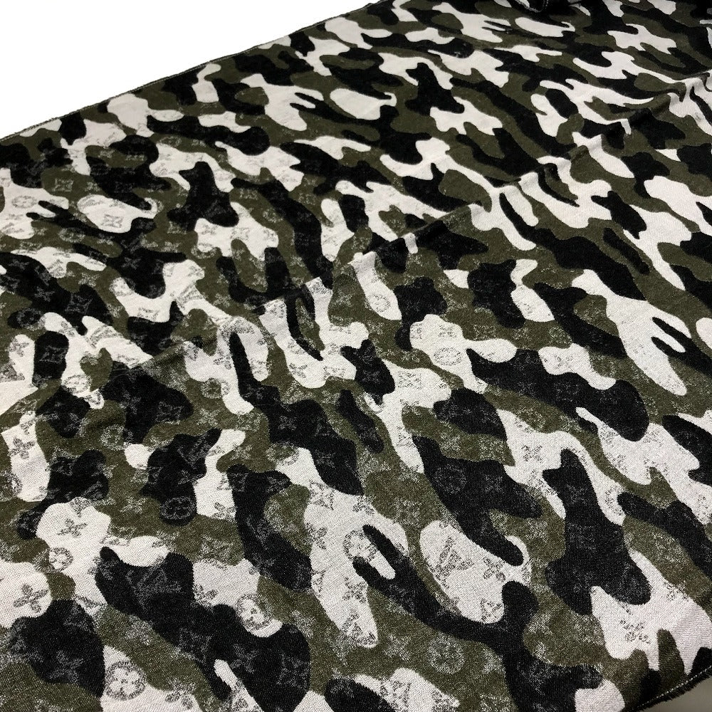 LOUIS VUITTON Stall M71627 Wool, Silk Black x khaki Camouflage camouflage Etoile Monogram Gradient