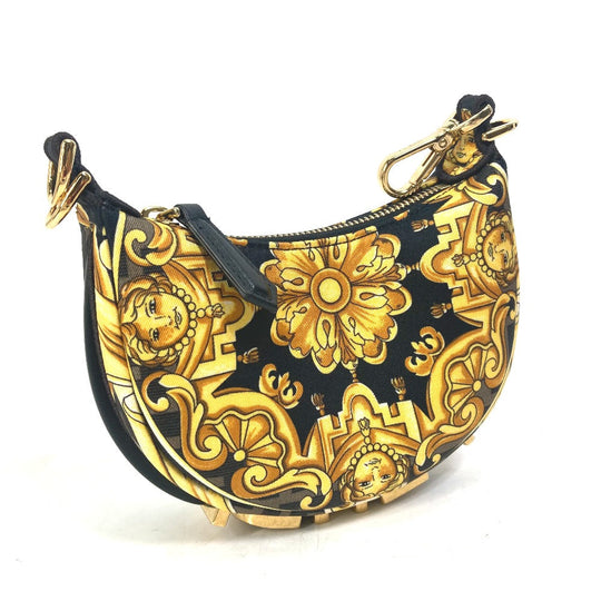 FENDI Handbag 7AS089 Nylon / leather yellow Nano Fendigraphy Fendace FENDACE Women Used Authentic