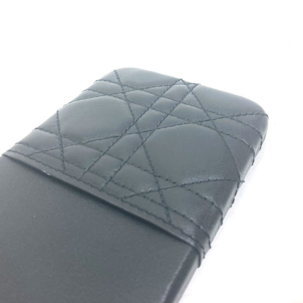Christian Dior iPhone case leather black Lady Dior Canage Women Used Authentic